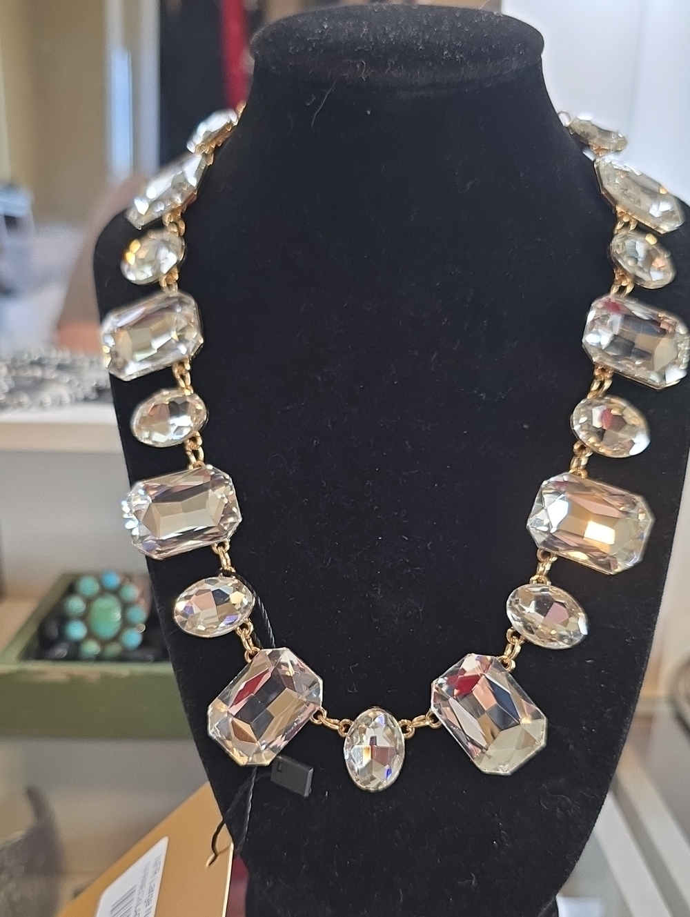 Rodeo Quincy NFR Crystal Statement Necklace - Clear and Gold